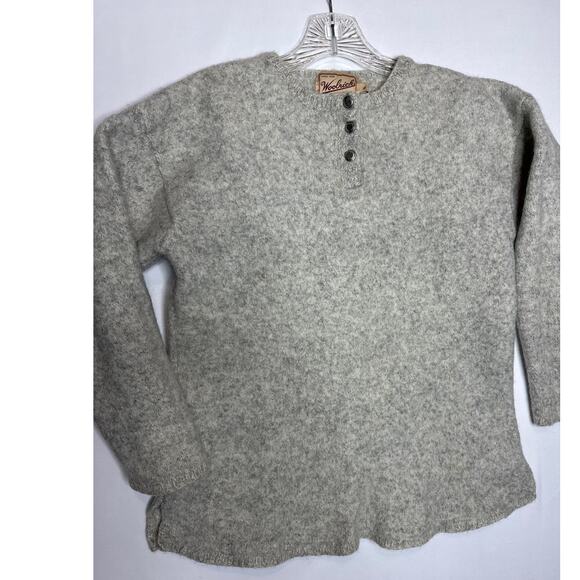 1980s Woolrich Rugged Outdoorwear Gray Heather Wool Henley Sweater
 size medium - Picture 10 of 13
